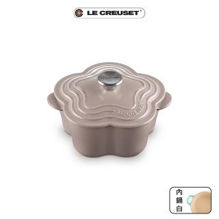 【Le Creuset】琺瑯鑄鐵鍋山茶花鍋20cm(焦糖奶茶-鋼頭-內鍋白)