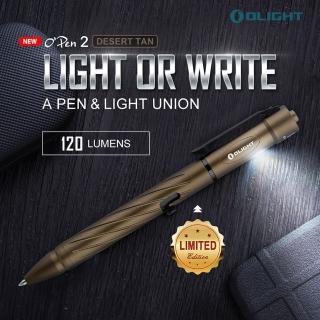 【Olight】電筒王 OPEN2 沙色 筆燈(120流明 書寫兼照明 USB Type-C 充電 L型槍栓機械 筆芯)
