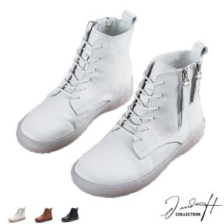 【J&H collection】復古真皮側拉鏈休閒馬丁靴(現+預 白色 / 棕色 / 黑色)