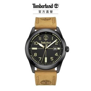 【Timberland】手錶 男錶 OUTDOOR系列 45mm 戶外經典 皮革錶帶-黑/小麥色 45mm(TDWGB2230701)