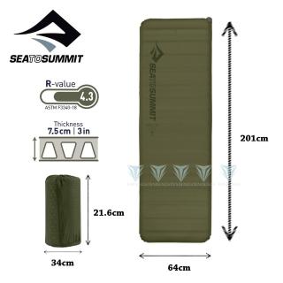 【SEA TO SUMMIT】自動充氣睡墊-野營plus系列-方L-深苔綠(登山/露營/睡眠/營地/戶外裝備)