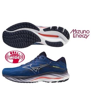【MIZUNO 美津濃】慢跑鞋 男鞋 運動鞋 緩震 一般型 超寬楦 WAVE RIDER 27 藍 J1GC230405(987)