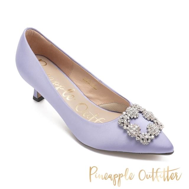 【Pineapple Outfitter】PALANI 經典方鑽釦尖頭中跟鞋(紫色)