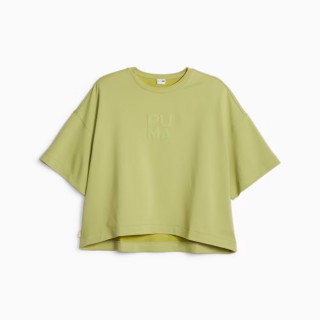 【PUMA】短袖 短T T恤 上衣 女 流行系列Infuse 寬鬆 運動 休閒 短版 綠色 歐規(62144353)