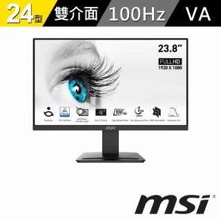 【MSI 微星】PRO MP2412 24型 VA 100Hz 美型螢幕(TUV護眼)