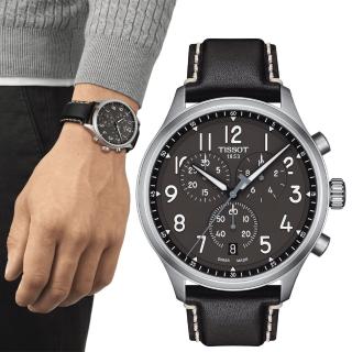 【TISSOT 天梭 官方授權】韻馳系列 CHRONO XL 三眼計時手錶-45mm 畢業 禮物(T1166171606200)