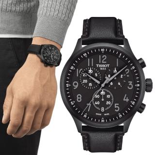 【TISSOT 天梭 官方授權】韻馳系列 CHRONO XL 三眼計時手錶-45mm 畢業 禮物(T1166173605200)