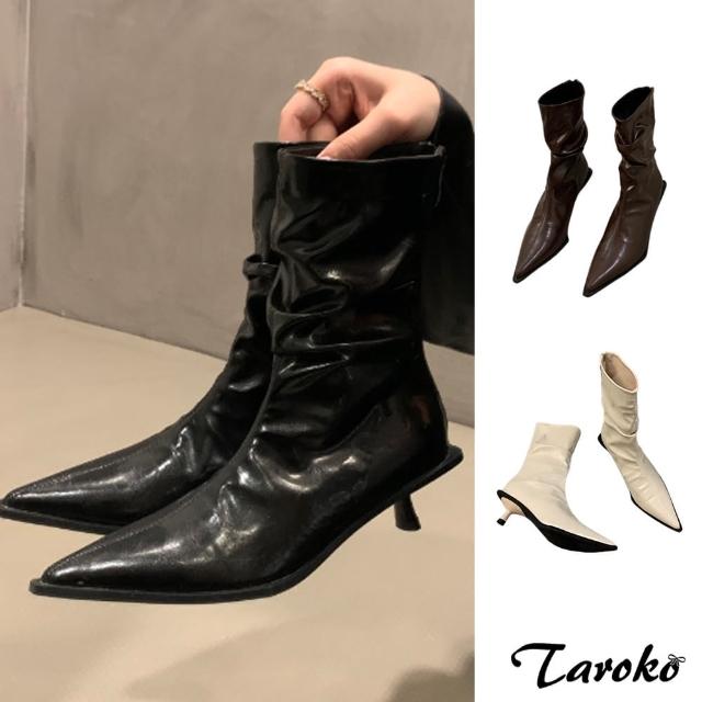 【Taroko】法式高雅顯瘦尖頭細高跟短筒靴(3色可選)
