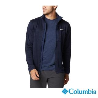 【Columbia 哥倫比亞 官方旗艦】男款-Sweater Weather刷毛針織外套-深藍(UAE97100NYHF)