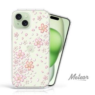 【Meteor】iPhone 15 Plus 6.7吋 奧地利彩鑽空壓防摔手機殼(櫻花)