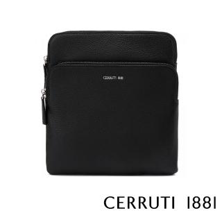 【Cerruti 1881】義大利頂級小牛皮肩背包(黑色 CEBO04805M)