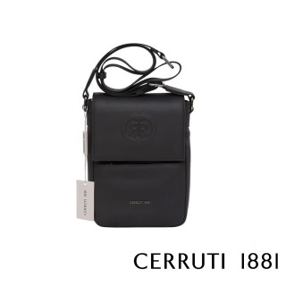 【Cerruti 1881】義大利頂級小牛皮肩背包(黑色 CEBO05602M)