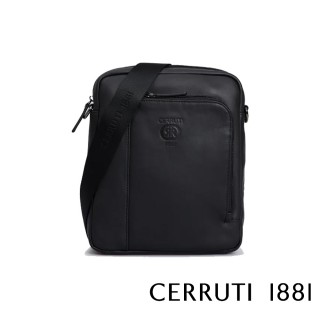 【Cerruti 1881】義大利頂級小牛皮肩背包(黑色 CEBO06309M)