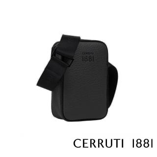 【Cerruti 1881】義大利頂級小牛皮肩背包(黑色 CEBO05761M)
