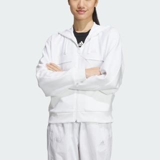 【adidas 愛迪達】RCO KN JKT 女 連帽 外套 亞洲版 運動 訓練 休閒 舒適 棉質 白(IP7095)