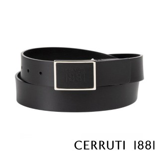【Cerruti 1881】限量3折 義大利頂級小牛皮皮帶 全新專櫃展示品 CECU05859R(黑咖啡色 贈送禮提袋)