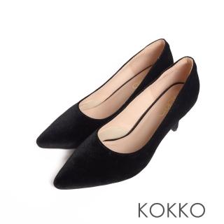 【KOKKO 集團】質感優雅絨布高跟鞋(黑色)