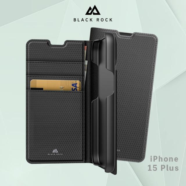 【德國Black Rock】iPhone 15 Plus 6.7-防護翻蓋皮套-黑(磁吸側掀防護完整包覆)