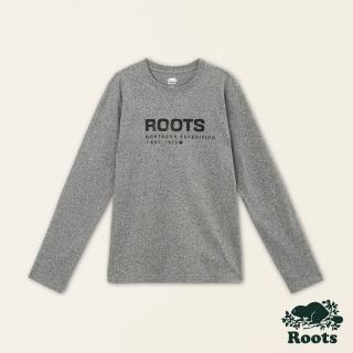 【Roots】Roots男裝-城市旅者系列 文字設計有機棉長袖上衣(灰色)