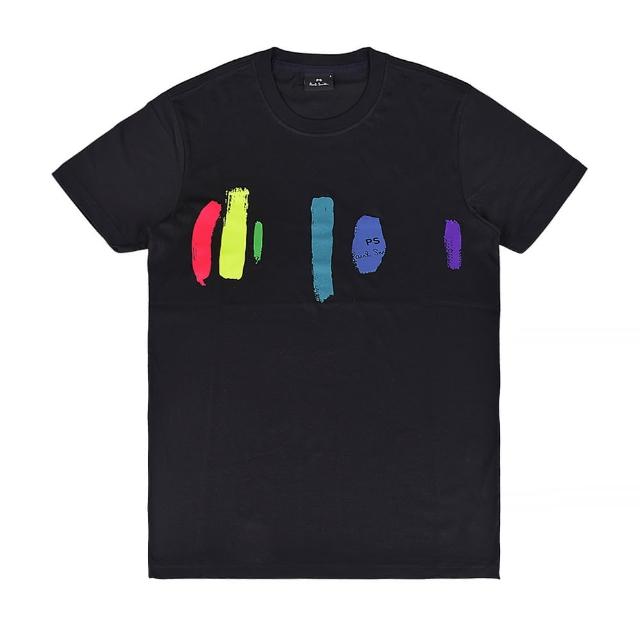 【Paul Smith】PAUL SMITH 經典LOGO條紋設計純棉短袖T恤(男款/黑)