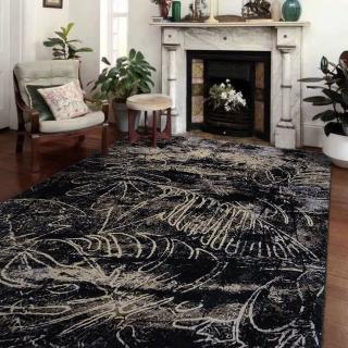 【Fuwaly】布蘭特地毯-200x300cm(葉紋 鄉村風 塗鴉 大地毯 床邊地毯 客廳 起居室)
