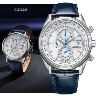 【CITIZEN 星辰】GENTS 光動能 碼錶計時 電波對時腕錶-銀色43mm(AT8260-18A 防水100米)