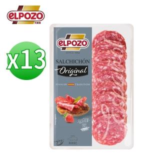 【Elpozo艾波索】西班牙 薩拉諾香腸切片80g x13入 箱購(口感扎實 鹹中帶甘)