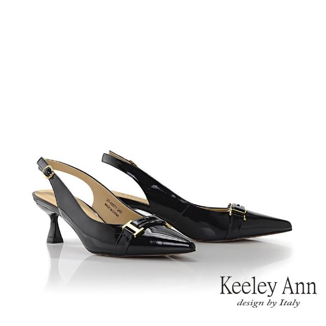 【Keeley Ann】簡約牛漆後空尖頭鞋(黑色374567110-Ann系列)