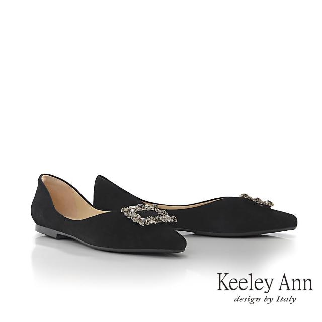 【Keeley Ann】璀璨鑽飾平底包鞋(黑色375567110-Ann系列)