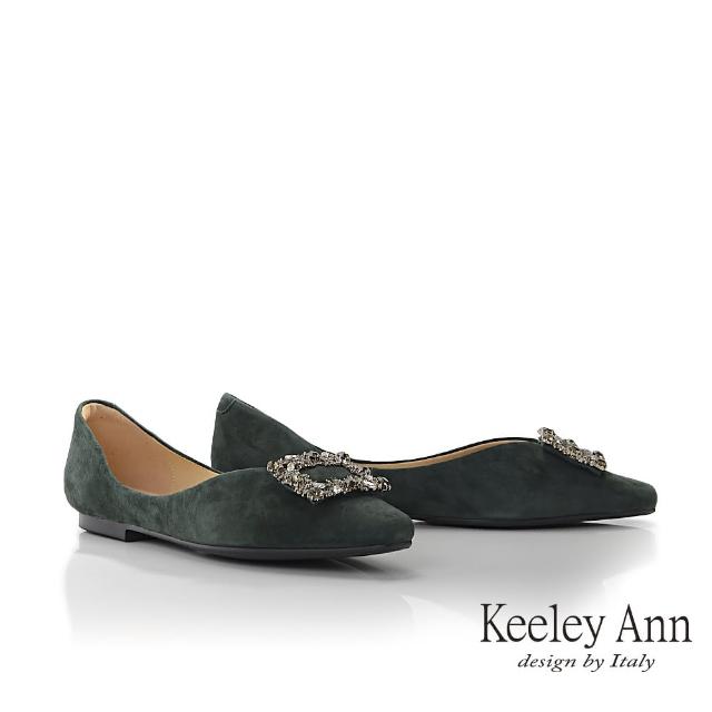 【Keeley Ann】璀璨鑽飾平底包鞋(綠色375567102-Ann系列)