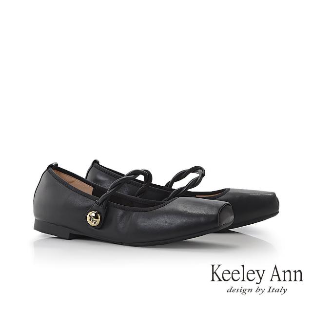 【Keeley Ann】方頭低跟繞帶包鞋(黑色375772110-Ann系列)