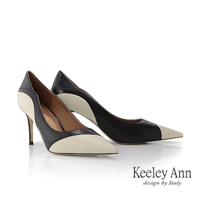 【Keeley Ann】優雅拼色尖頭高跟鞋(黑色375647210-Ann系列)