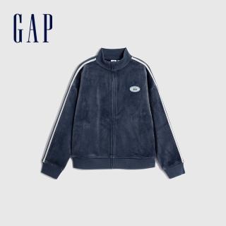 【GAP】男童裝 Logo印花立領長袖外套-海軍藍(810797)