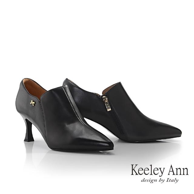 【Keeley Ann】剪裁尖頭T跟踝靴(黑色375567310-Ann系列)