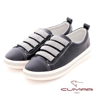 【CUMAR】排鑽魔鬼氈休閒鞋(黑色)