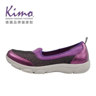 【Kimo】幻彩萊卡密格紋真皮懶人休閒鞋 女鞋(亮麗紫 KBCWF054299A)