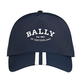 【BALLY】BALLY印花LOGO條紋設計尼龍棒球帽(午夜藍)