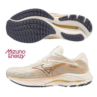 【MIZUNO 美津濃】慢跑鞋 女鞋 運動鞋 緩震 一般型 WAVE RIDER 27 奶茶橘 J1GD230326