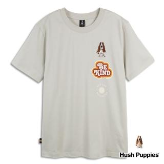 【Hush Puppies】男裝 T恤 趣味字母印花刺繡狗短袖T恤(灰色 / 34111205)
