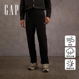 【GAP】男裝 Logo防風防雨鬆緊運動褲 -黑色(773224)