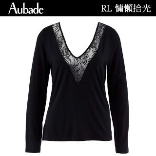 【Aubade】莫代爾長袖上衣 蕾絲性感睡衣 女睡衣 法國進口居家服-RL(黑)