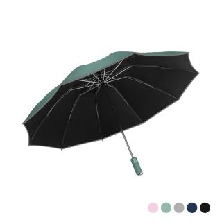 【極輕量】反向雨傘 黑膠防曬 反向傘 自動傘 折疊傘 大傘面(晨霧綠)