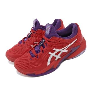 【asics 亞瑟士】網球鞋 Court FF 3 Novak 男鞋 紅 紫 全能型 襪套式 喬科維奇 運動鞋 亞瑟士(1041A361600)