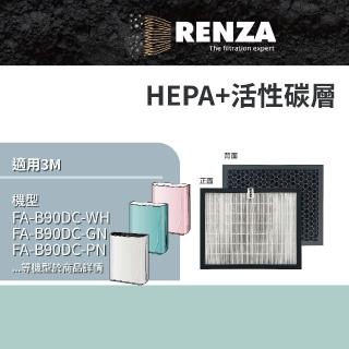 【RENZA】適用3M FA-B90DC-WH/GN/PN 寶寶機 空氣清淨機(2合1HEPA+活性碳濾網 濾芯)