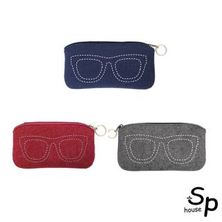 【Sp house】可愛造型眼鏡手機零錢收納袋拉鍊手拿包(3色可選)