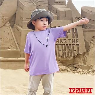 【IZZVATI】KIDS涼感運動短T-粉紫/灰藍(潮牌童裝首選)