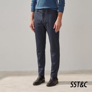 【SST&C 換季６５折】海軍藍斜紋彈性舒適修身版休閒褲1212309003
