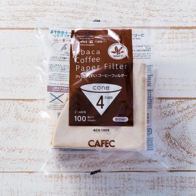 【CAFEC】日本三洋產業CAFEC ABACA 麻纖維錐形咖啡濾紙 2-4杯份/100張/棕色(AC4-100B)