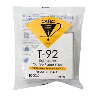 【CAFEC】日本三洋產業CAFEC T92 淺焙專用錐形咖啡濾紙 1-2杯份/100張/白色(LC1-100W)