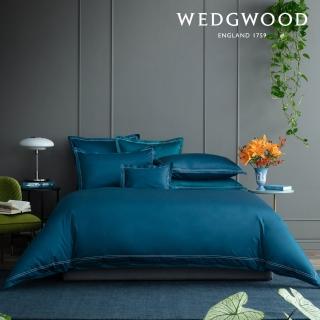 【WEDGWOOD】500織長纖棉Solid Color簡約系列星點繡款 被枕被套組-深海藍(雙人)